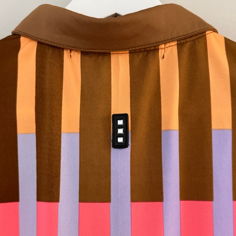 Jamie Sadock Brown Multicolor Striped Short Sleeve Top - Picture 3 of 12